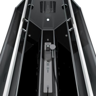 Cabine de douche hydromassante carrée noir et gris Galedo Premium 90 x 90 cm