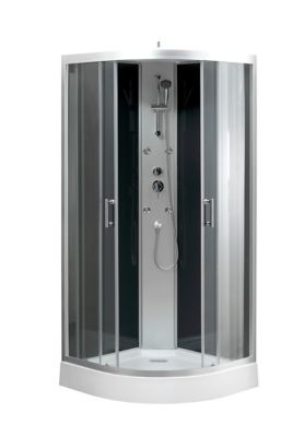 Cabine de douche hydromassante circulaire chromé GoodHome Onega 90 x 90 cm