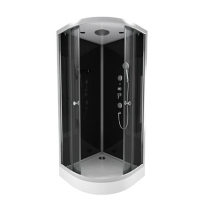 Cabine de douche hydromassante circulaire Galedo Black II 90 x 90 cm