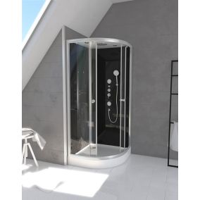 Cabine de douche hydromassante circulaire Galedo Black II 90 x 90 cm