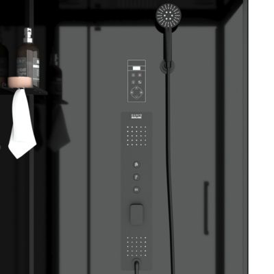 Cabine de douche hydromassante connectée 90 x 90 cm, noir et blanc, Galedo Aura Square