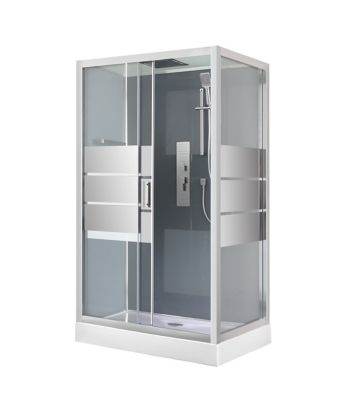 Cabine de douche hydromassante droite chromé finition miroir GoodHome Beloya 80 x 120 cm