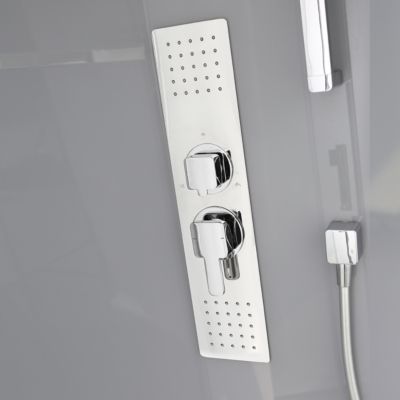 Cabine de douche hydromassante droite chromé finition miroir GoodHome Beloya 80 x 120 cm