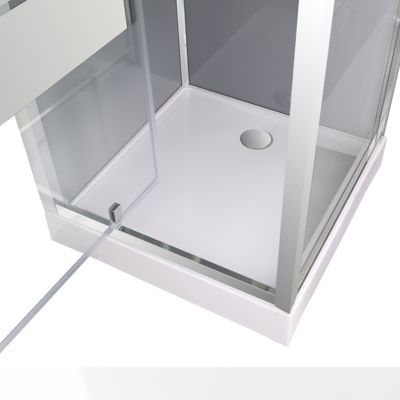 Cabine de douche hydromassante droite chromé finition miroir GoodHome Beloya 90 x 90 cm