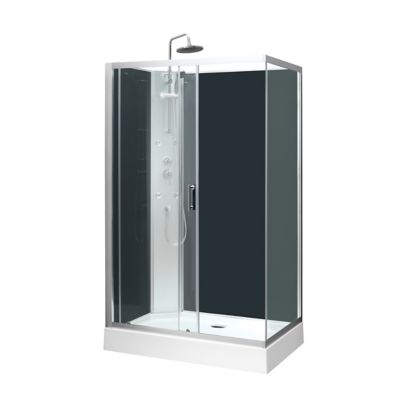 Cabine de douche hydromassante droite chromé GoodHome Onega 80 x 120 cm