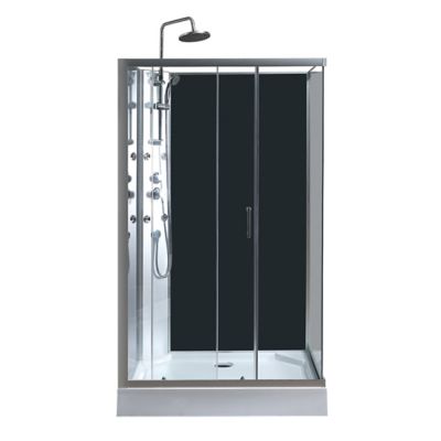 Cabine de douche hydromassante droite chromé GoodHome Onega 80 x 120 cm