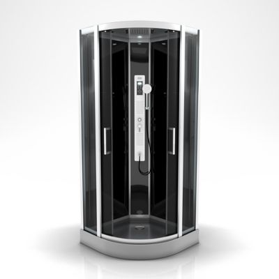 Cabine de douche hydromassante noir et gris Galedo Premium 95 x 95 cm