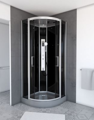 Cabine de douche hydromassante noir et gris Galedo Premium 95 x 95 cm