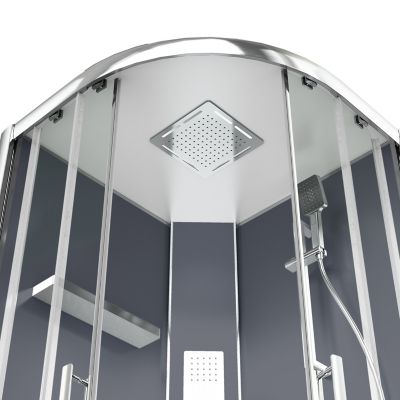 Cabine de douche hydromassante quart de cercle 90 x 90 cm, profilés chromés, GoodHome Beloya