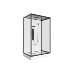 Cabine de douche hydromassante rectangulaire - Installation réversible - L110 x l80 x H215 cm - SULIPA