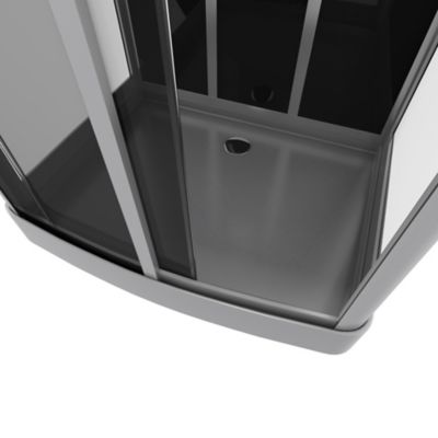 Cabine de douche hydromassante rectangulaire noir et gris Galedo Premium 115 x 90 cm