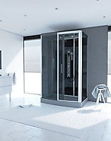 Cabine de douche hydromassante rectangulaire noir et gris Galedo Premium 140 x 85 cm