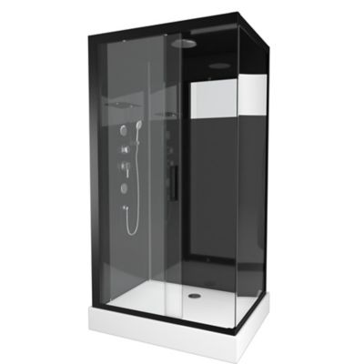 Cabine de douche hydromassante rectangulaire noir Galedo Mirror 2 80 x 110 cm