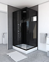 Cabine de douche hydromassante rectangulaire noir Galedo Mirror 2 80 x 110 cm