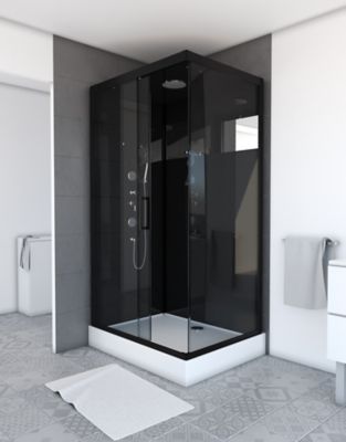 Cabine de douche hydromassante rectangulaire noir Galedo Mirror 2 80 x 110 cm