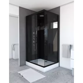 Cabine de douche hydromassante rectangulaire noir Galedo Mirror 2 80 x 110 cm