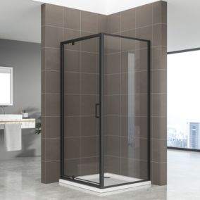 Cabine de douche IBEABLACK H.190 cm porte pivotante verre transparent 70 x 80 cm (porte 70) - Saniverre