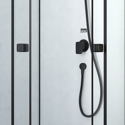 Cabine de douche intégrale 80x80x200 cm carrée - Portes coulissantes - Receveur Noir Mat