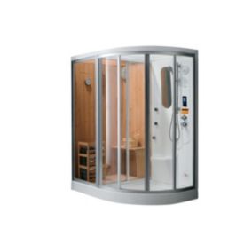 Cabine de douche intégrale d'angle  HAUMEA fonction Hammam et Sauna- l157xP110xH215cm - Angle gauche