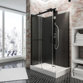 Cabine de douche intégrale, Korsika noire Schulte, 120 x 80 cm, ouverture gauche