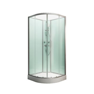 Cabine de douche intégrale quart de cercle, L.90 x l.90 x H.204 cm, portes coulissantes, profilé alu-argenté, Schulte Ibiza