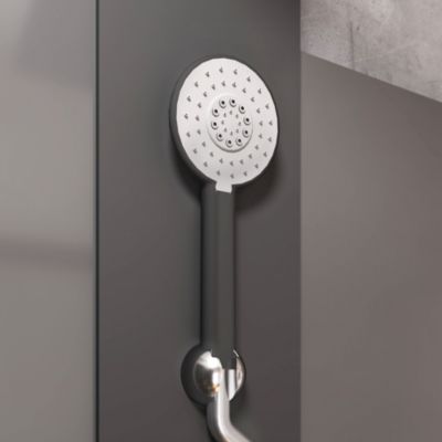 Cabine de douche intégrale rectangulaire hydromassante, L.120 x l.80 x H.224 cm, porte coulissante, profilé noir, Schulte Korsika