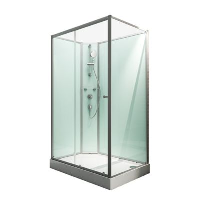 Mai & Mai Cabine de douche forme U 75x120 porte de douche coulissante verre trempé ESG transparent avec receveur de douche RAV17-2UK - Bricolage