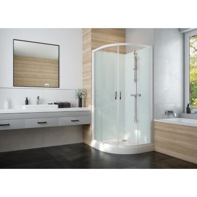 Cabine de douche Izi Glass2 Leda - 1/4 de rond - Porte coulissante - Verre transparent - 90 cm