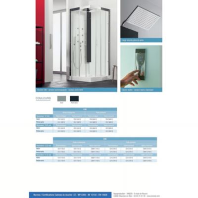 Cabine de douche KINEDO HORIZON 90x90 hauteur receveur 17,5cm thermostatique finition perle noire