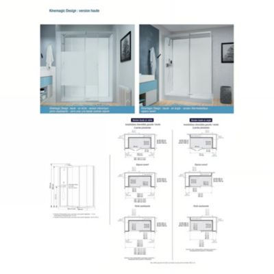 Cabine de douche Kinedo Kinemagic Design 100x90 niche mixte coulissante transparent thermostatique