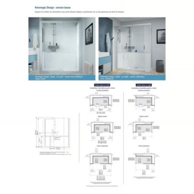 Cabine de douche Kinedo Kinemagic Design 100x90 niche mixte coulissante transparent thermostatique