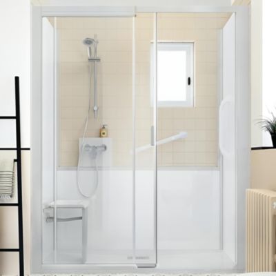 Cabine de douche Kinedo Kinemagic Design 170x70 niche basse porte coulissante verre transparent avec mitigeur