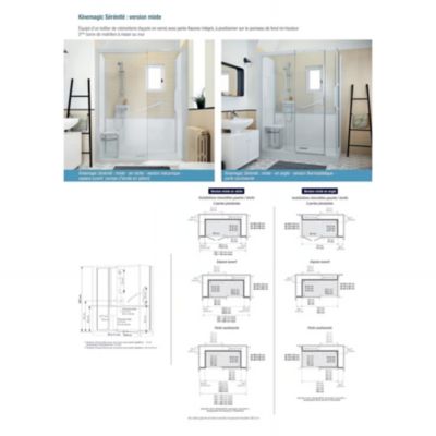Cabine de douche Kinedo Kinemagic Sérénité 140x90 niche mixte solo verre transparent avec mitigeur