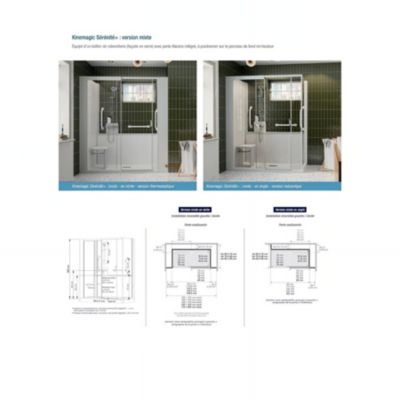 Cabine de douche Kinedo Kinemagic Sérénité Plus 140x70 niche mixte coulissante verre transparent avec mitigeur