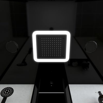 Cabine de douche l.115 x L.90 x H.215 cm – hammam, hydromassante connectée, siège, noir & blanc, Galedo Relax Hammam