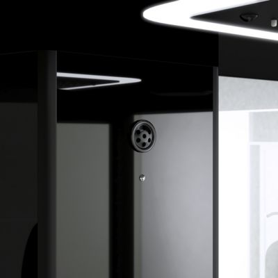Cabine de douche l.115 x L.90 x H.215 cm – hammam, hydromassante connectée, siège, noir & blanc, Galedo Relax Hammam