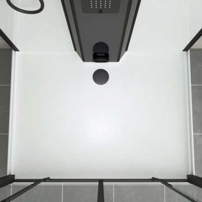 Cabine de douche l.115 x L.90 x H.215 cm – hammam, hydromassante connectée, siège, noir & blanc, Galedo Relax Hammam