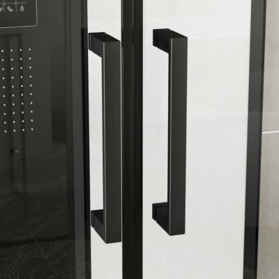 Cabine de douche l.115 x L.90 x H.215 cm – hammam, hydromassante connectée, siège, noir & blanc, Galedo Relax Hammam