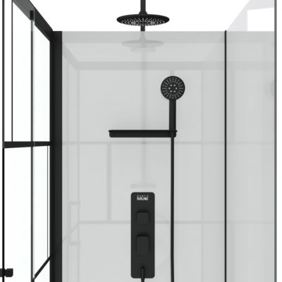 Cabine de douche l.80 x L.110 x H.210 cm – mitigeur mécanique, blanc et noir effet verrière, Galedo Graphic