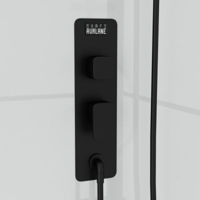 Cabine de douche l.80 x L.110 x H.210 cm – mitigeur mécanique, blanc et noir effet verrière, Galedo Graphic