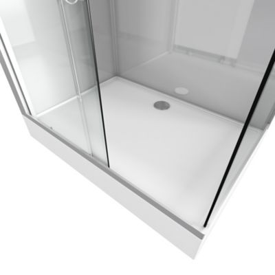 Cabine de douche l.80 x L.110 x H.215 cm – structure gris métal, sérigraphie 3 bandes, porte coulissante, Galedo River 2