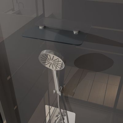 Cabine de douche l.80 x L.110 x H.215 cm – structure gris métal, sérigraphie 3 bandes, porte coulissante, Galedo River 2