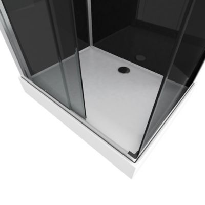 Cabine de douche l.80 x L.110 x H.230 cm – design noir, hydromassante, porte coulissante, verre trempé, Galedo Zen 2