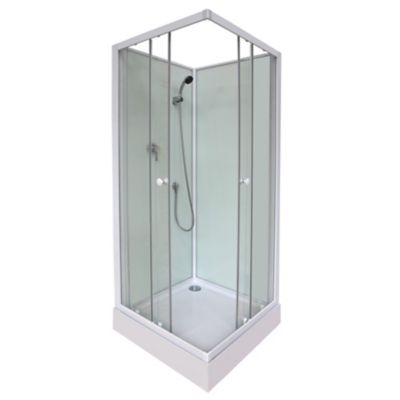 Cabine de douche l.80 x L.80 x H.200 cm – blanche, avec mitigeur et douchette, GoodHome Arkell