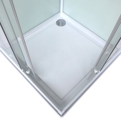 Cabine de douche l.80 x L.80 x H.200 cm – blanche, avec mitigeur et douchette, GoodHome Arkell