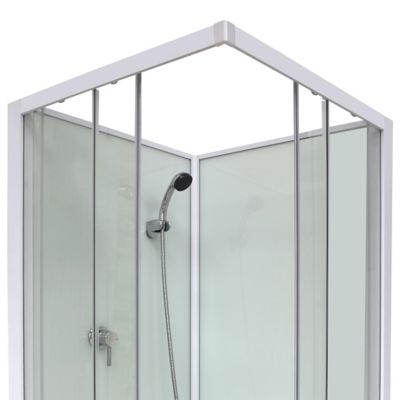 Cabine de douche l.80 x L.80 x H.200 cm – blanche, avec mitigeur et douchette, GoodHome Arkell