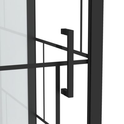 Cabine de douche l.80 x L.80 x H.213 cm – sérigraphie graphic, porte pivotante, design noir & blanc effet verrière, Galedo Graphic