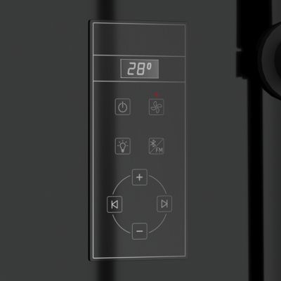 Cabine de douche l.85 x L.140 x H.218 cm – XXL, hydromassante connectée, Bluetooth, noir & blanc, Galedo Aura