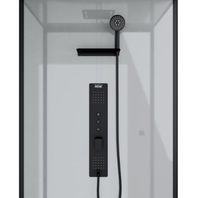 Cabine de douche l.90 x L.90 x H.215 cm – hydromassante multijets, bouton push, verre trempé, Galedo Trendy Grey