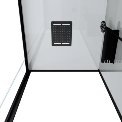 Cabine de douche l.90 x L.90 x H.215 cm – hydromassante multijets, bouton push, verre trempé, Galedo Trendy Grey